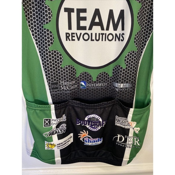 Voler Mens Medium Cycling Jersey Team Revolution Green Black White Large - Picture 8 of 9